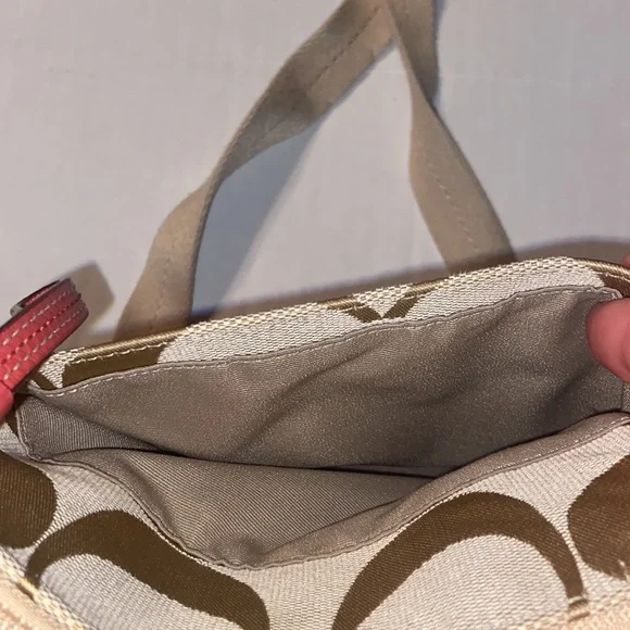 Tan and burnt orange Coach crossbody bag. - Picture 8 of 12